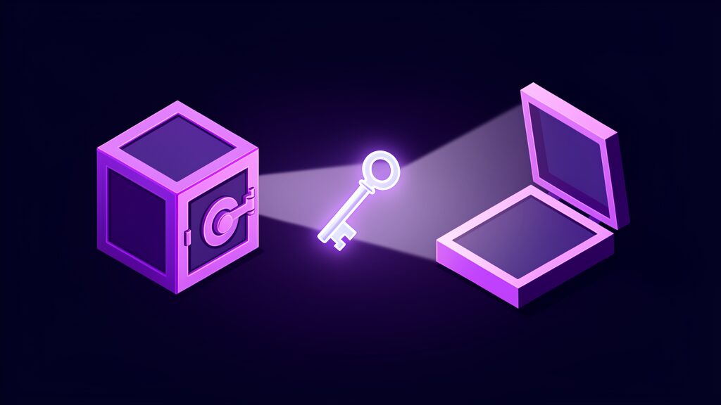 it provider offboarding checklist a glowing key passed from a vault to a new platform