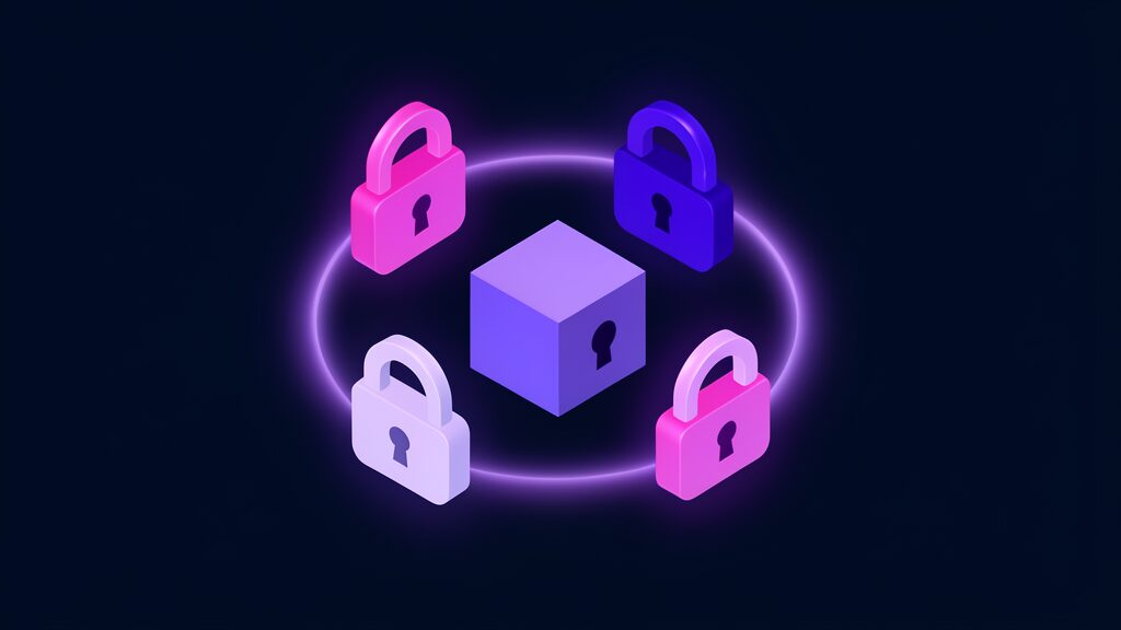 it provider offboarding checklist d padlocks orbiting a central lock cube