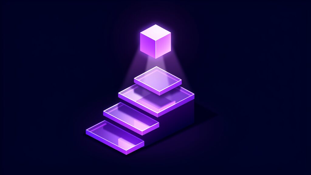 microsoft 365 licence business premium vs e3 vs e5 a three ascending glowing platforms with floating cube
