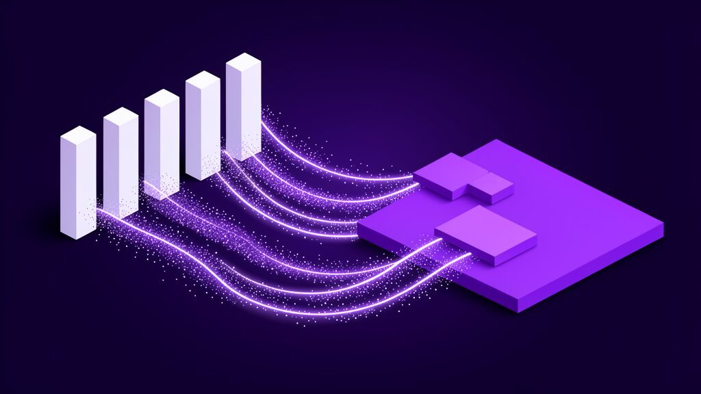 Plain columns dissolving into light and reassembling as platforms on a raised terrace, the whole arc of modernizing VMware onto Azure native services