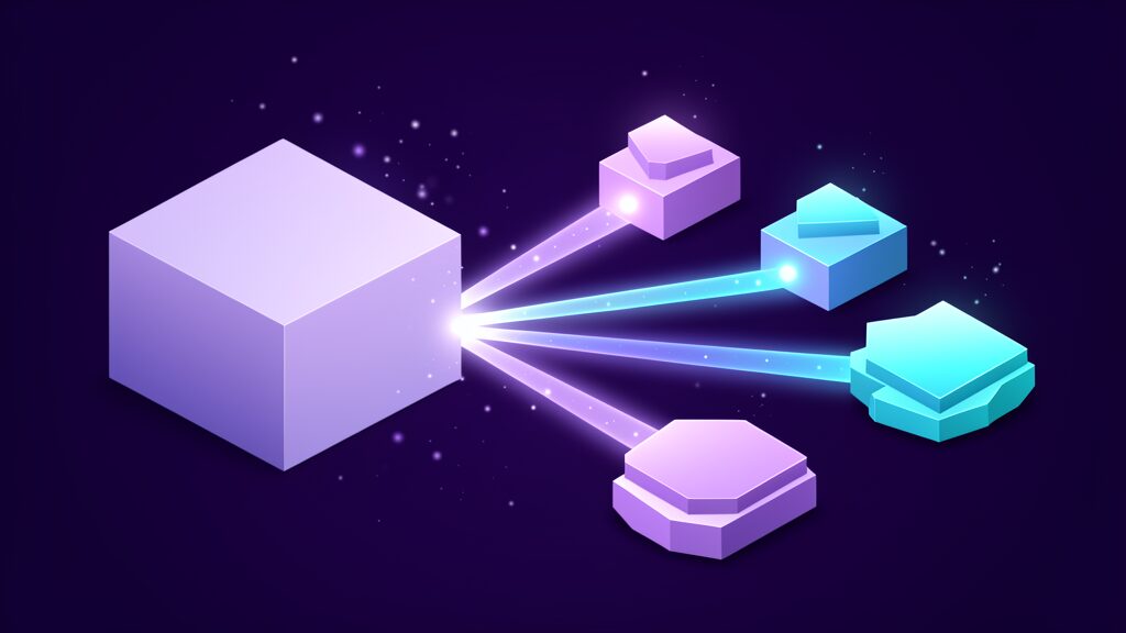 One large block branching along four light paths to four distinct platforms, the four destinations a VMware workload can land in