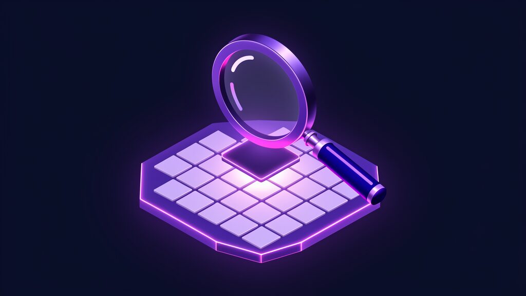 technology roadmap template growing businesses c magnifier over blank tile grid