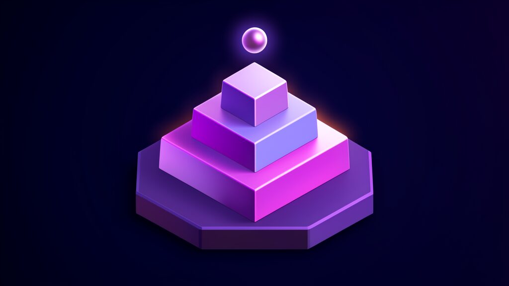 technology roadmap template growing businesses e stepped block pyramid with orb