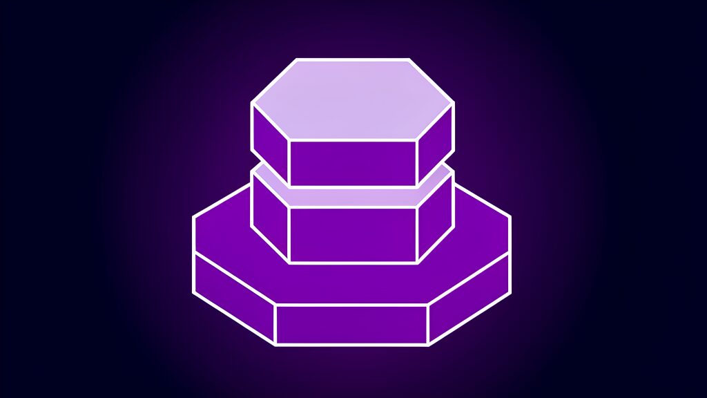 wordpress core web vitals optimisation e three stacked hexagonal slabs