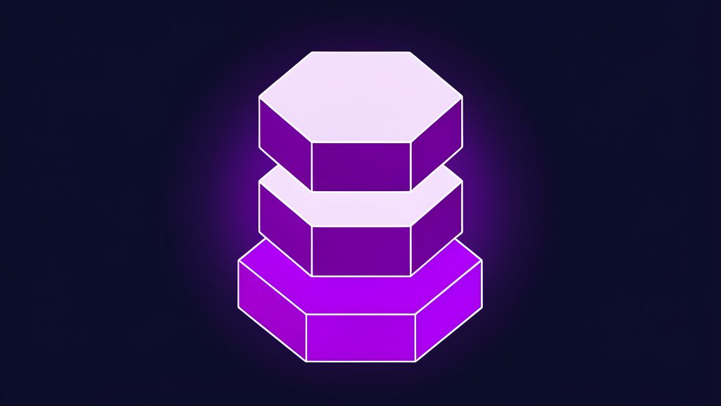 wordpress vs headless cms b2b c three stacked hexagonal slabs