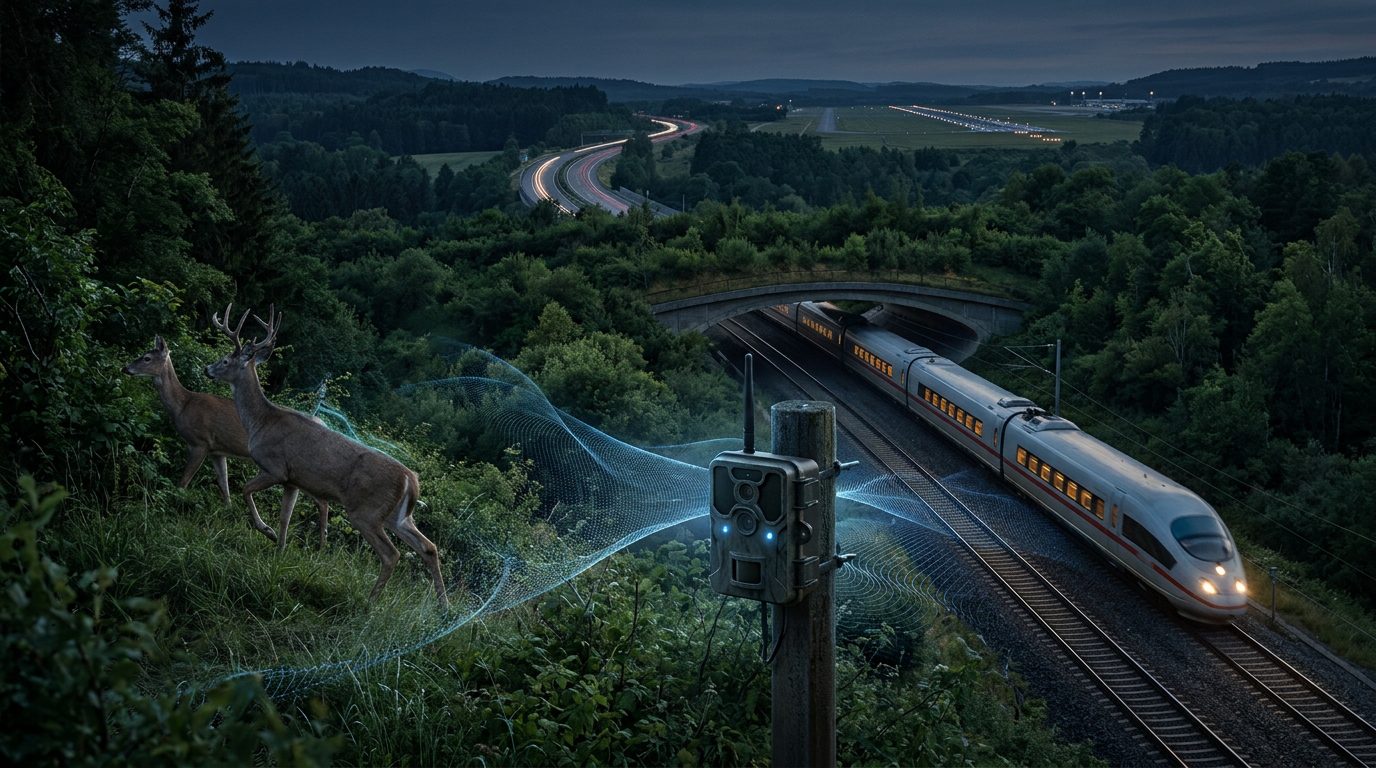 Flox Intelligence AI system detecting wildlife near railway tracks and transportation infrastructure