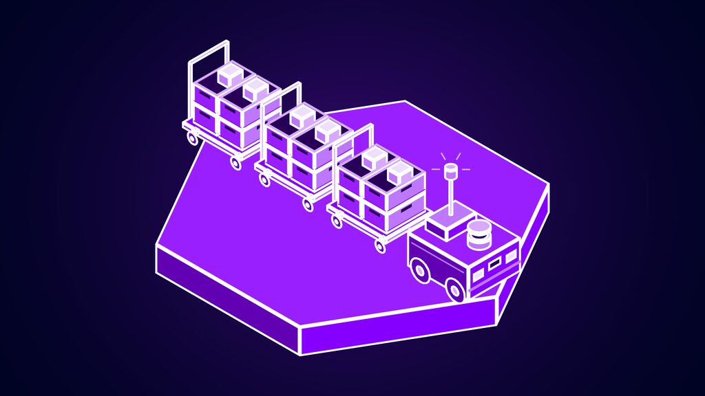 destro ai robots humans warehouse orchestration seed b tugger towing three tote carts