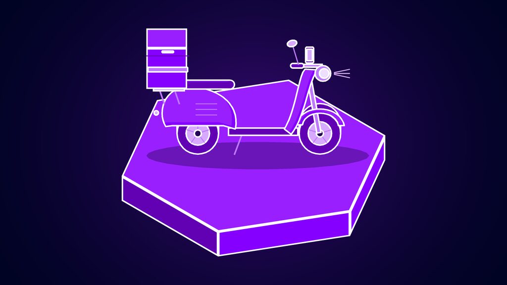 doordash ai agent text to order food apple messages d delivery moped with top box