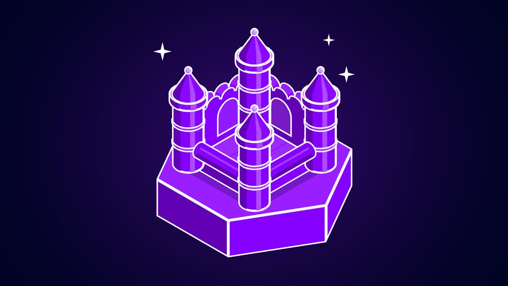 google playground ai game creation unity spark d bouncy castle with four turret towers