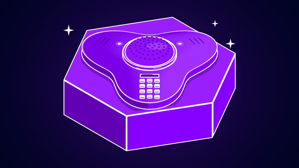 grok bot meetings join google meet zoom a conference speakerphone with three lobes