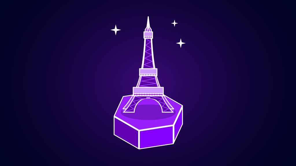 mistral large 4 card aixploria le chonk a eiffel tower with lattice legs and two platforms