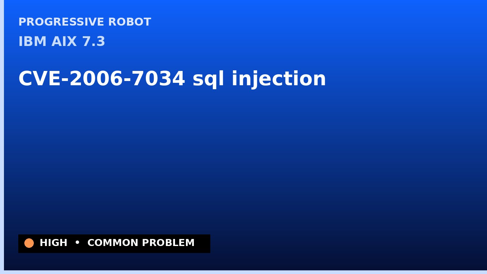 IBM AIX 7.3 — CVE-2006-7034 — sql injection — patch and remediation guide — diagnosis and fix on IBM AIX 7.3