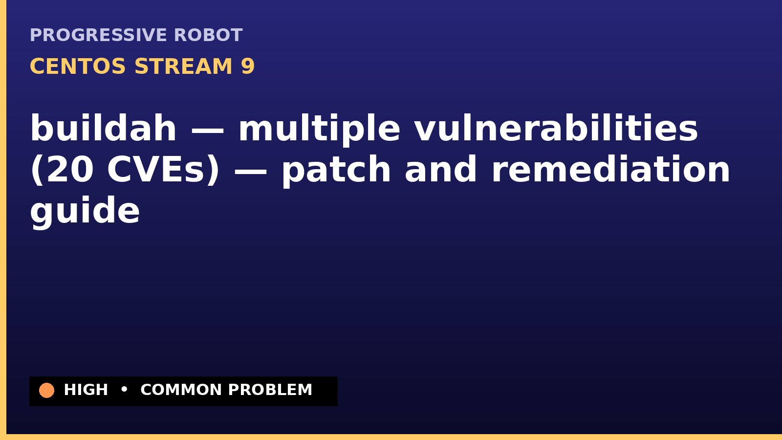 CentOS Stream 9 — buildah — multiple vulnerabilities (20 CVEs) — patch and remediation guide — diagnosis and fix on CentOS Stream 9