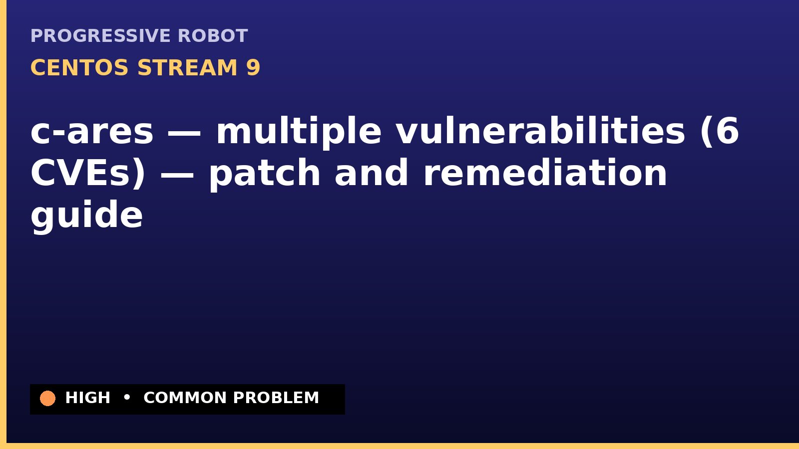 CentOS Stream 9 — c-ares — multiple vulnerabilities (6 CVEs) — patch and remediation guide — diagnosis and fix on CentOS Stream 9