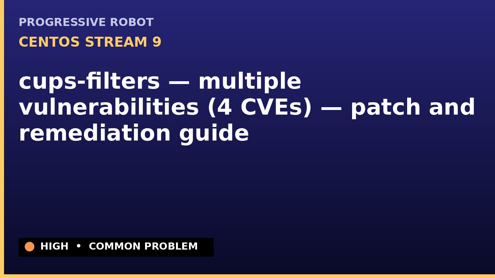 CentOS Stream 9 — cups-filters — multiple vulnerabilities (4 CVEs) — patch and remediation guide — diagnosis and fix on CentOS Stream 9