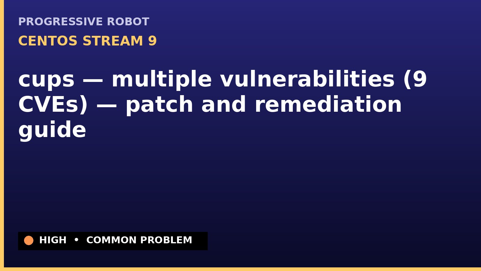 CentOS Stream 9 — cups — multiple vulnerabilities (9 CVEs) — patch and remediation guide — diagnosis and fix on CentOS Stream 9