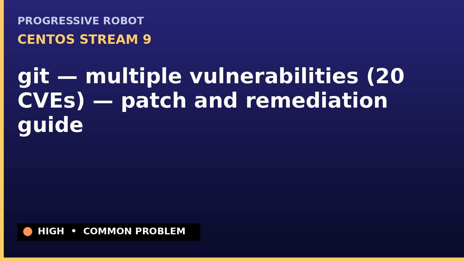 CentOS Stream 9 — git — multiple vulnerabilities (20 CVEs) — patch and remediation guide — diagnosis and fix on CentOS Stream 9
