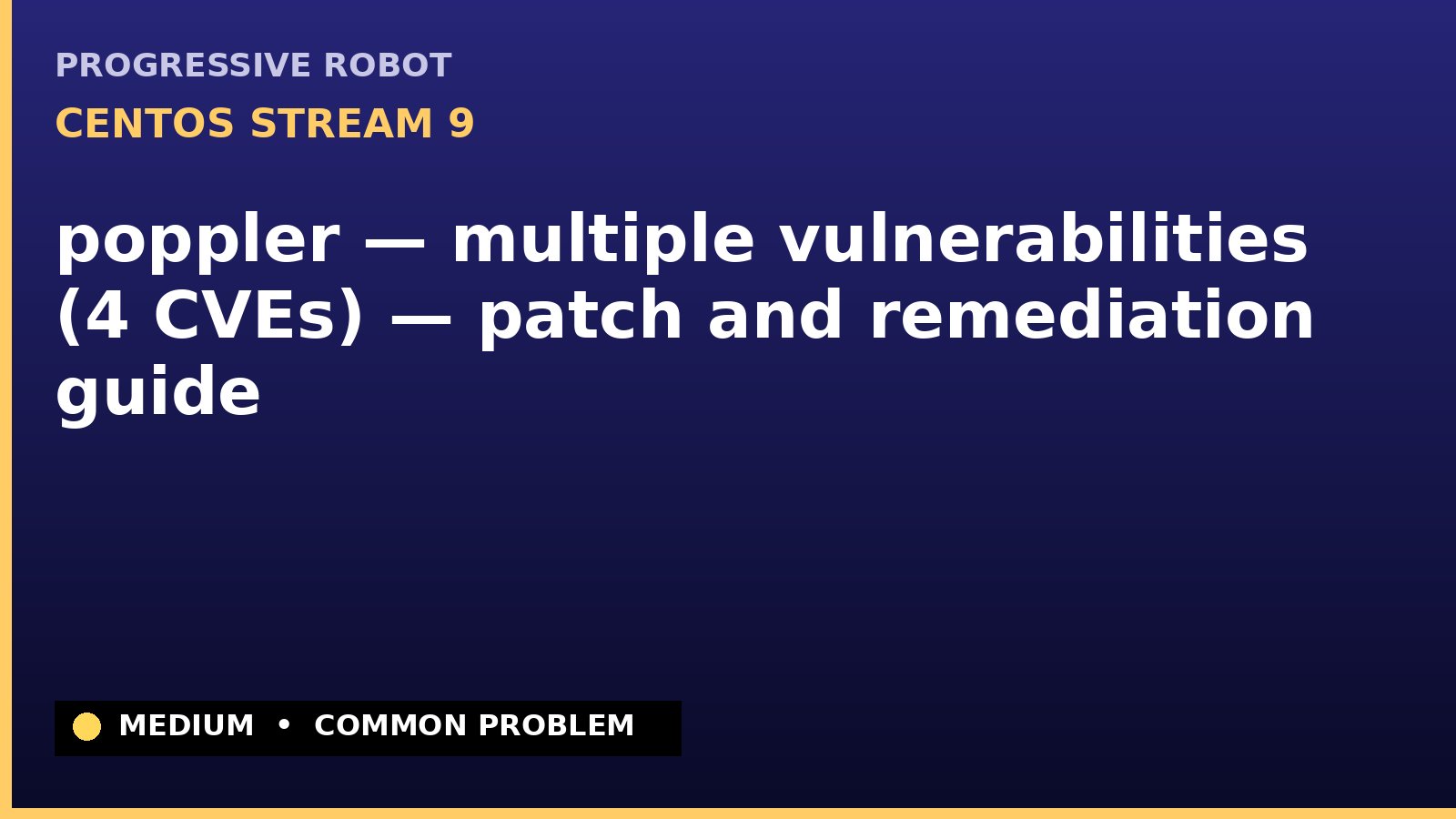 CentOS Stream 9 — poppler — multiple vulnerabilities (4 CVEs) — patch and remediation guide — diagnosis and fix on CentOS Stream 9
