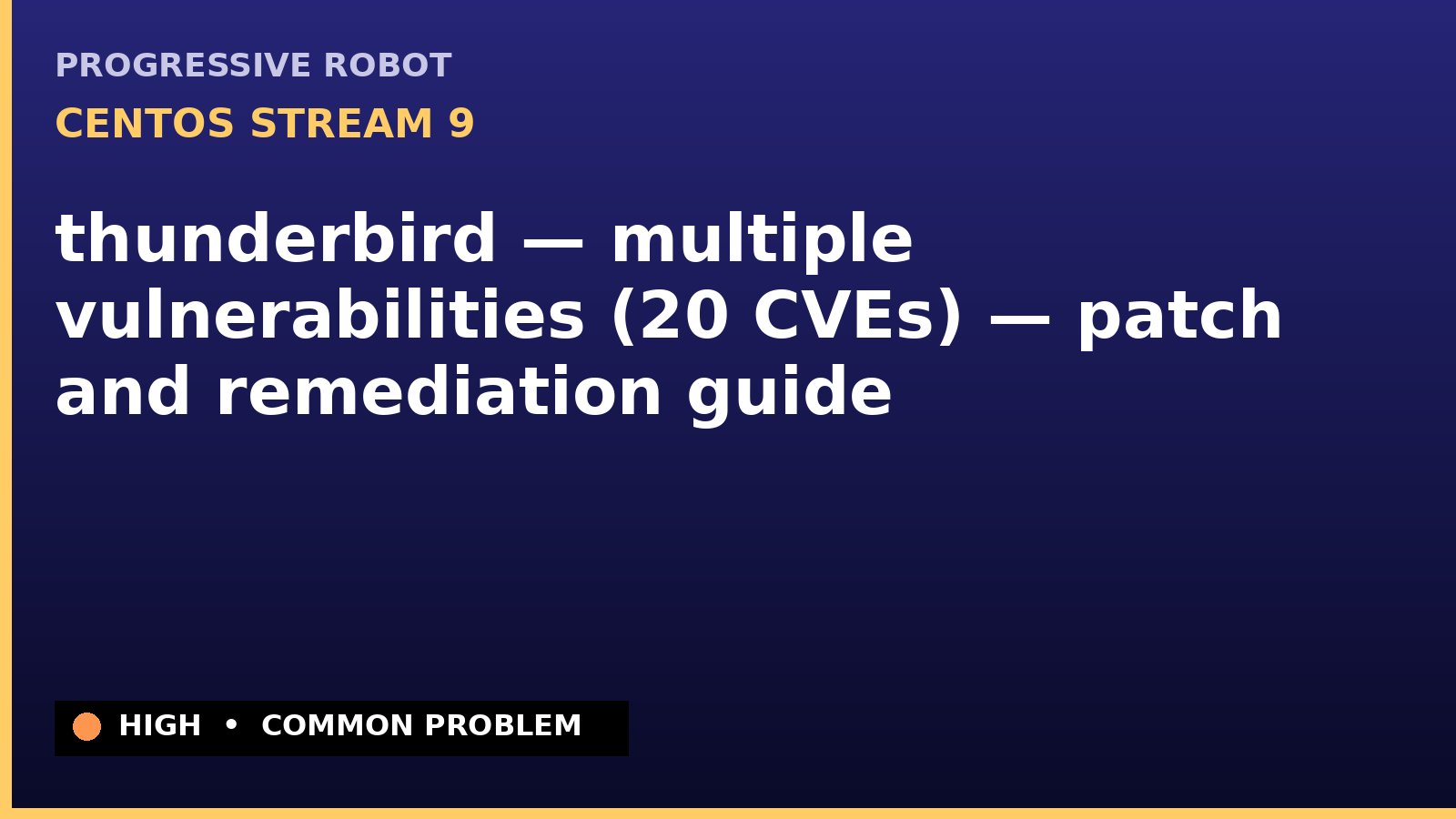 CentOS Stream 9 — thunderbird — multiple vulnerabilities (20 CVEs) — patch and remediation guide — diagnosis and fix on CentOS Stream 9