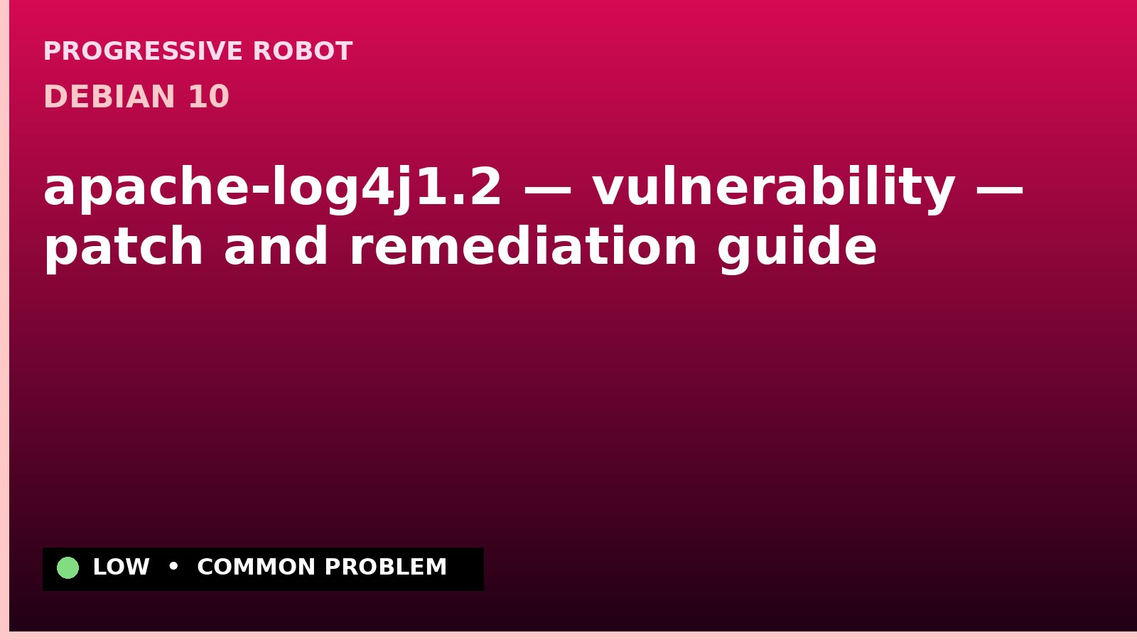 Debian 10 — apache-log4j1.2 — vulnerability — patch and remediation guide — diagnosis and fix on Debian 10