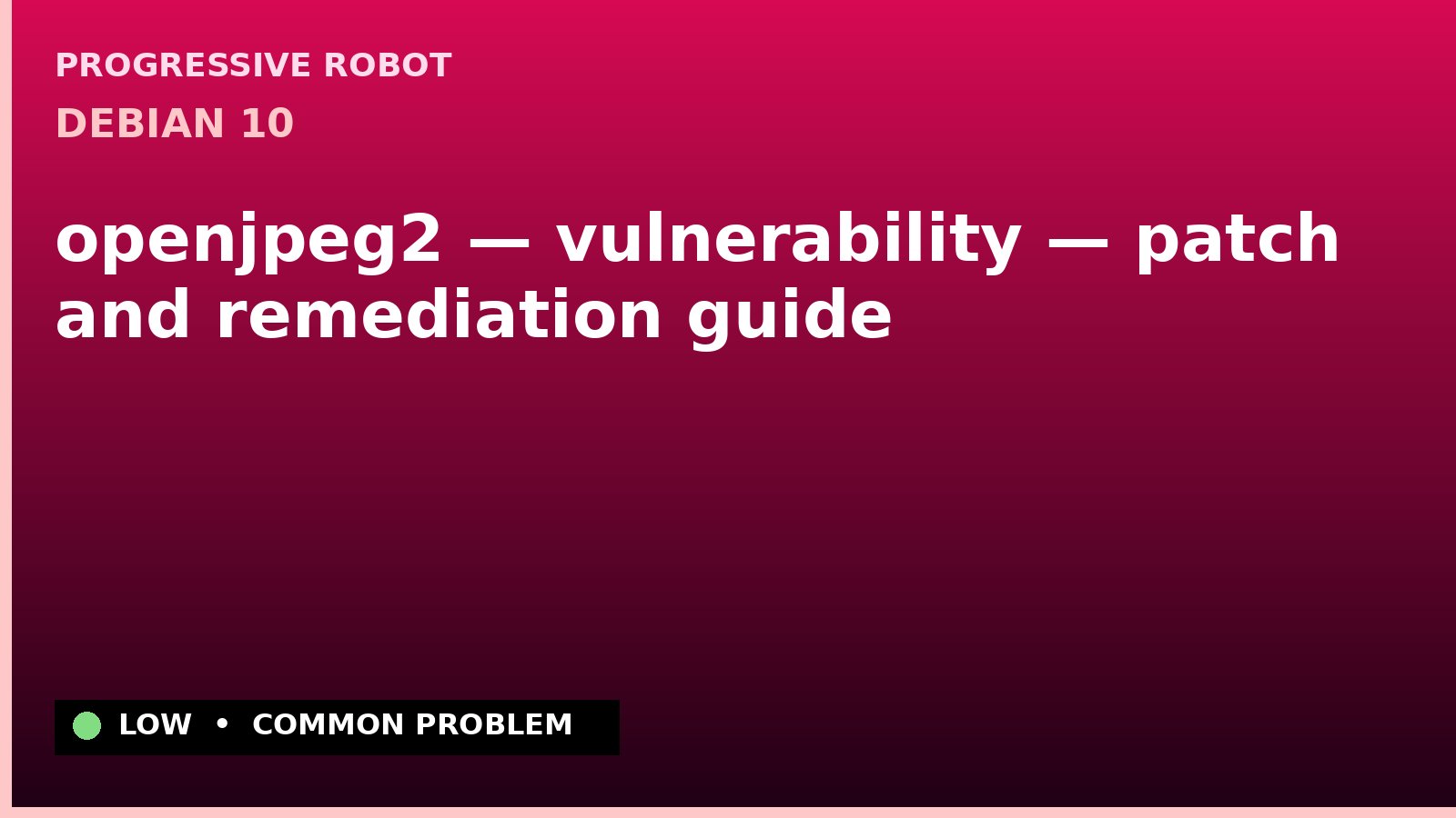 Debian 10 — openjpeg2 — vulnerability — patch and remediation guide — diagnosis and fix on Debian 10