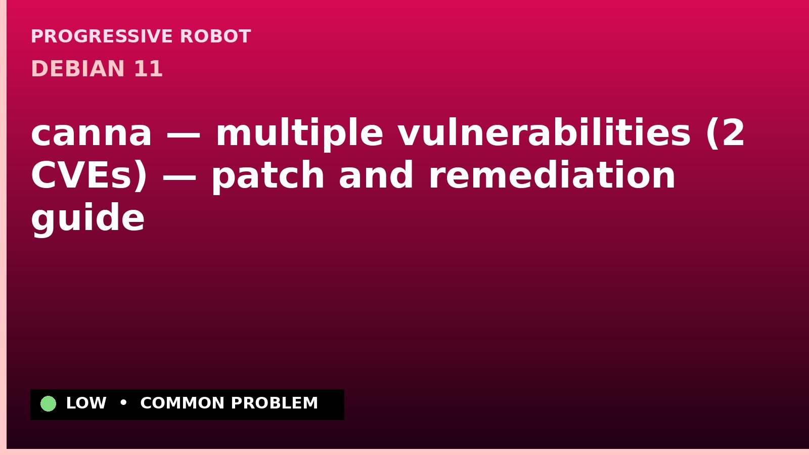 Debian 11 — canna — multiple vulnerabilities (2 CVEs) — patch and remediation guide — diagnosis and fix on Debian 11