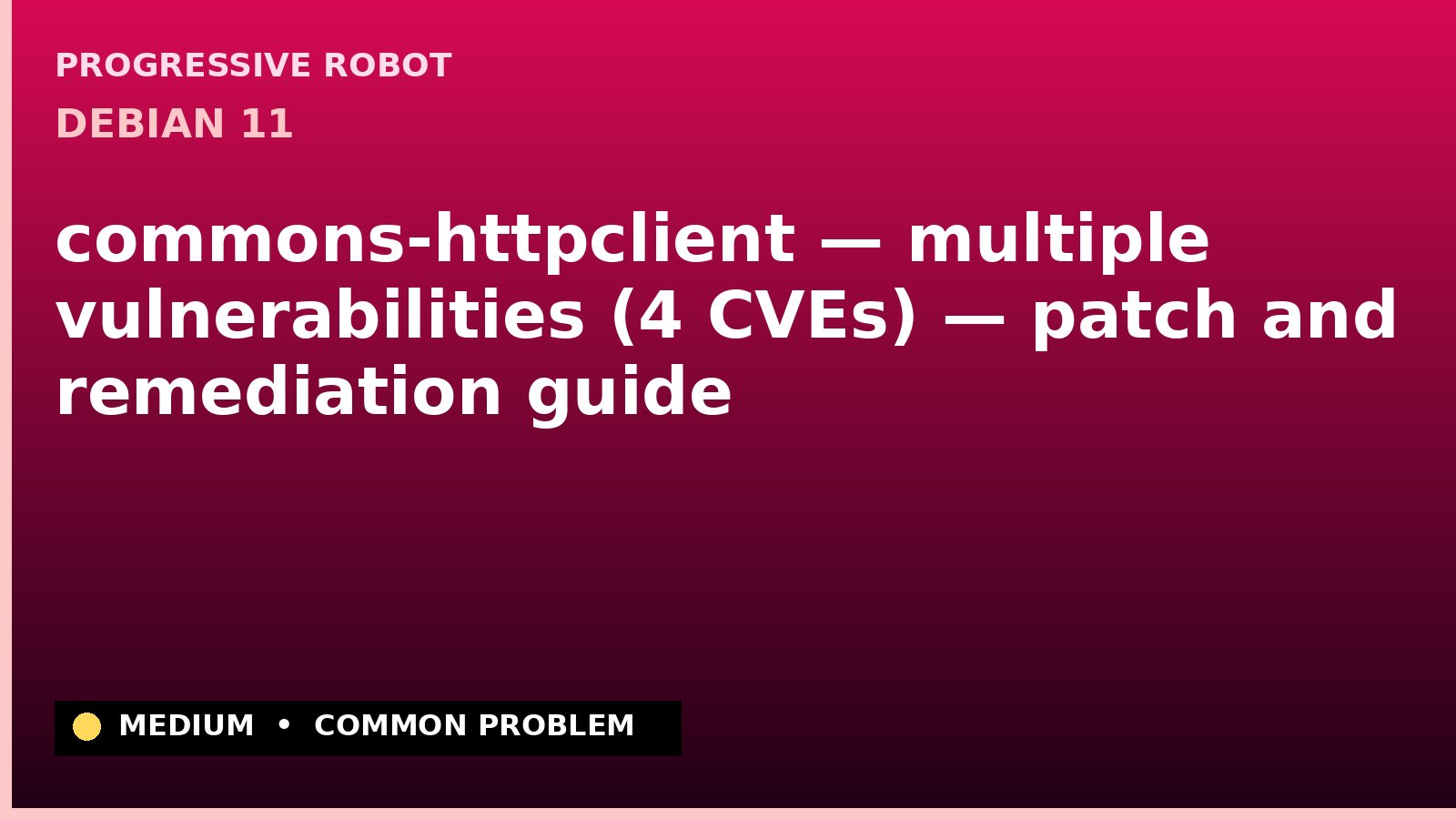Debian 11 — commons-httpclient — multiple vulnerabilities (4 CVEs) — patch and remediation guide
