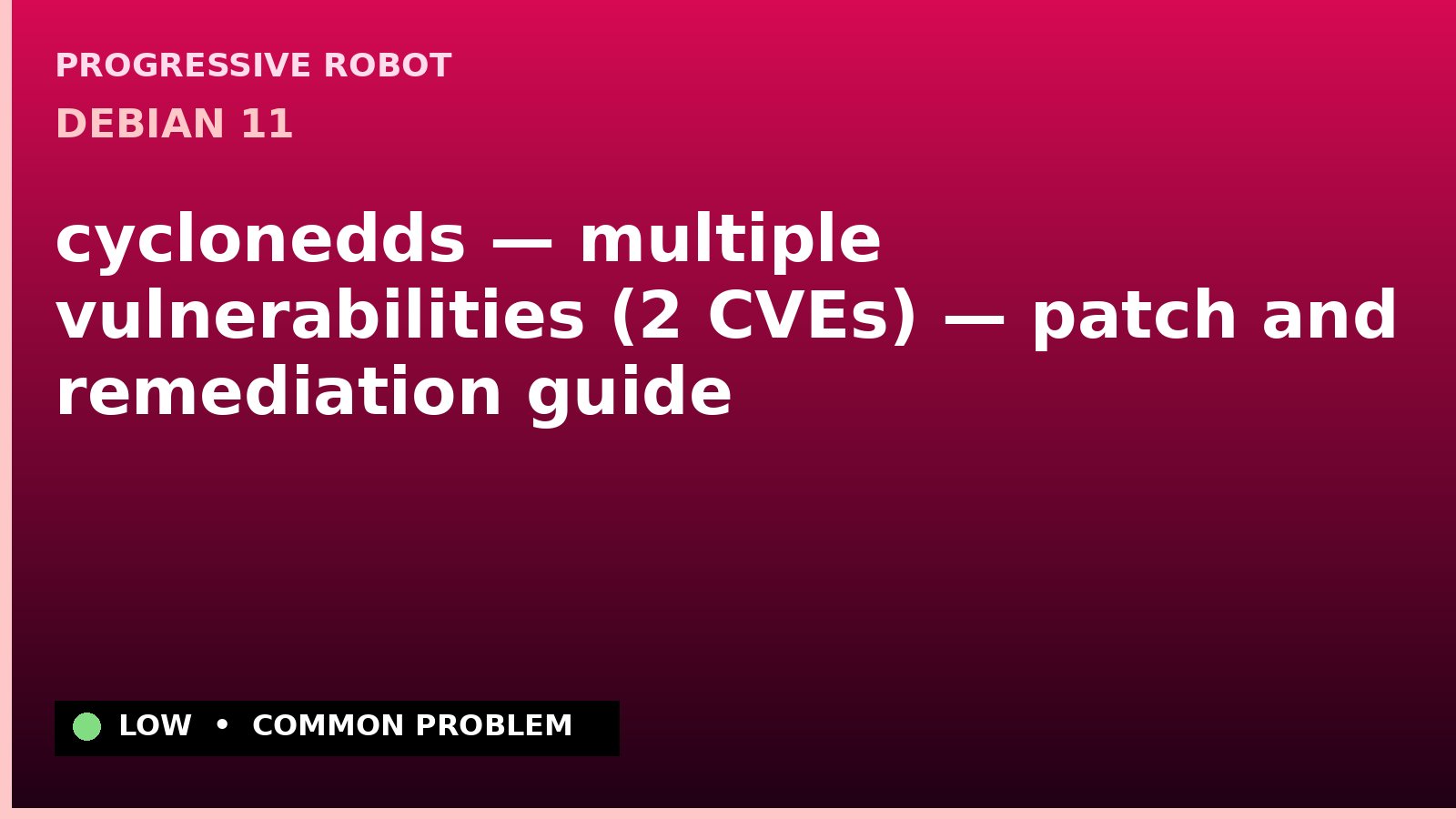 Debian 11 — cyclonedds — multiple vulnerabilities (2 CVEs) — patch and remediation guide