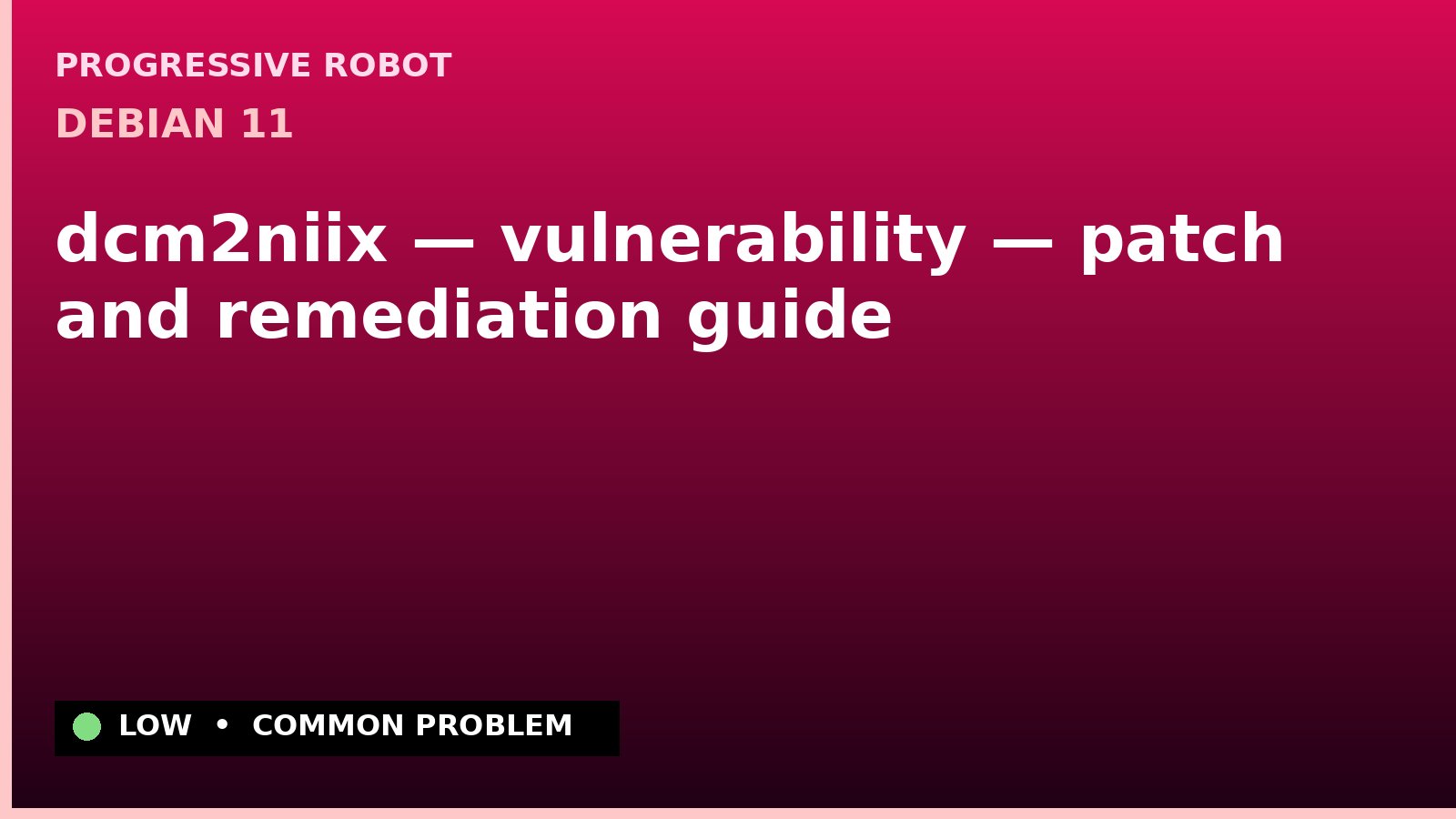 Debian 11 — dcm2niix — vulnerability — patch and remediation guide — diagnosis and fix on Debian 11