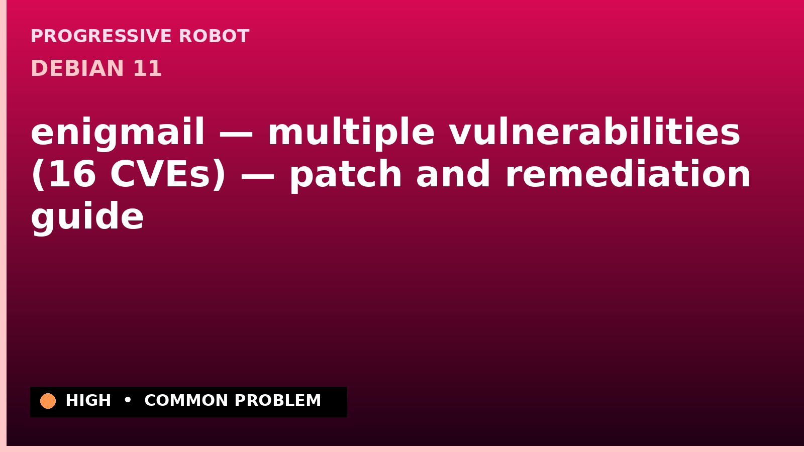 Debian 11 — enigmail — multiple vulnerabilities (16 CVEs) — patch and remediation guide — diagnosis and fix on Debian 11