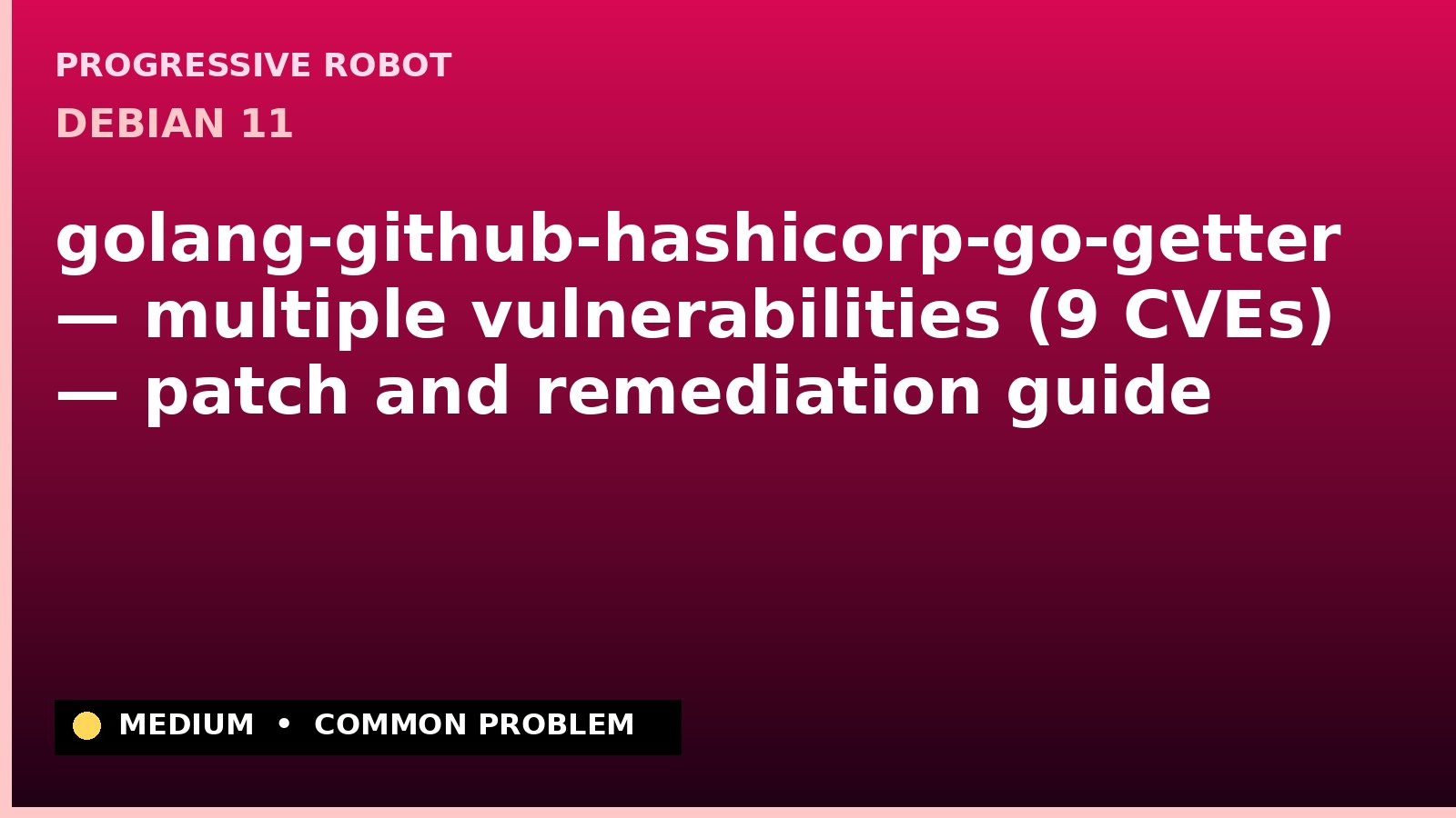Debian 11 — golang-github-hashicorp-go-getter — multiple vulnerabilities (9 CVEs) — patch and remediation guide — diagnosis and fix on Debian 11