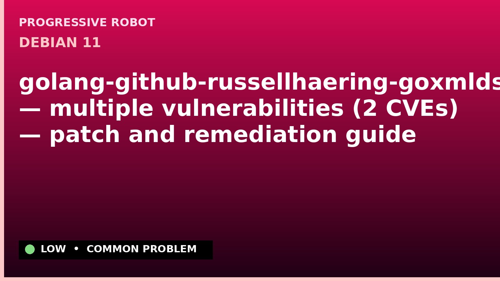 Debian 11 — golang-github-russellhaering-goxmldsig — multiple vulnerabilities (2 CVEs) — patch and remediation guide — diagnosis and fix on Debian 11