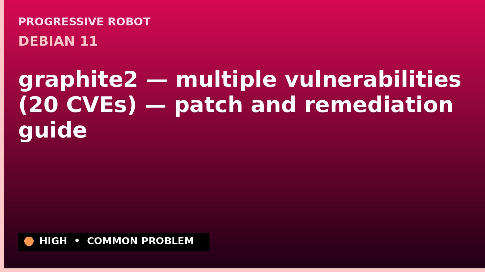 Debian 11 — graphite2 — multiple vulnerabilities (20 CVEs) — patch and remediation guide — diagnosis and fix on Debian 11