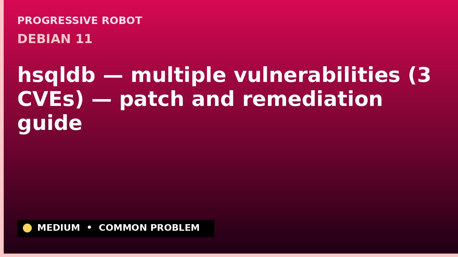 Debian 11 — hsqldb — multiple vulnerabilities (3 CVEs) — patch and remediation guide — diagnosis and fix on Debian 11