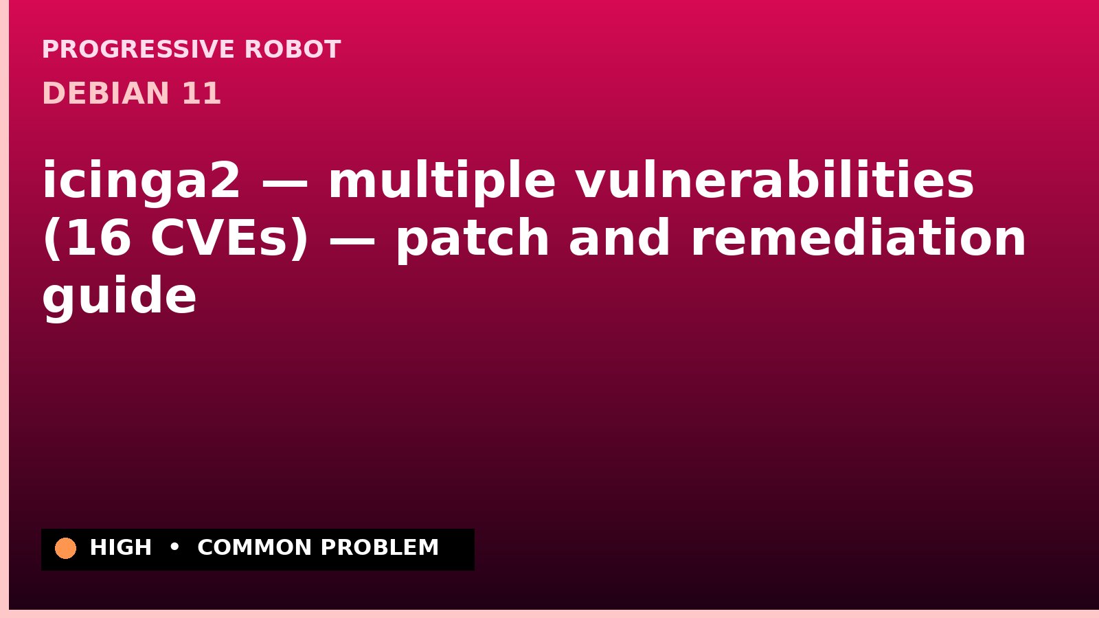 Debian 11 — icinga2 — multiple vulnerabilities (16 CVEs) — patch and remediation guide