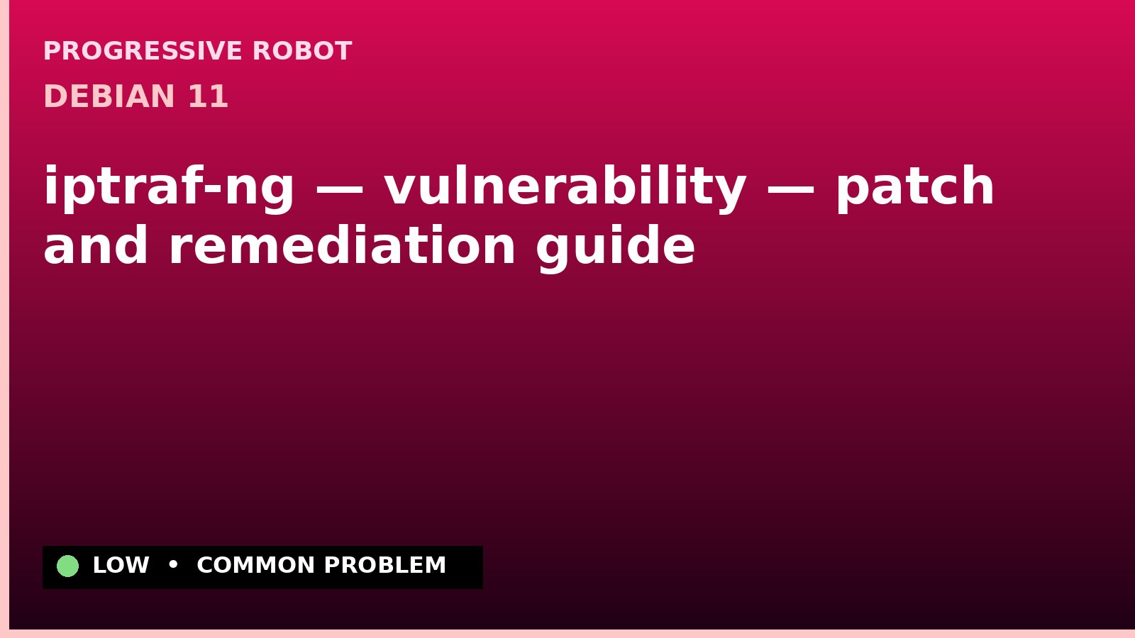 Debian 11 — iptraf-ng — vulnerability — patch and remediation guide — diagnosis and fix on Debian 11