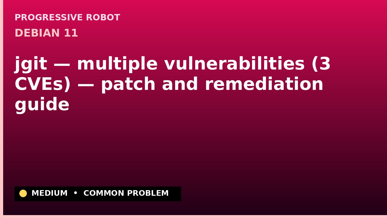 Debian 11 — jgit — multiple vulnerabilities (3 CVEs) — patch and remediation guide — diagnosis and fix on Debian 11