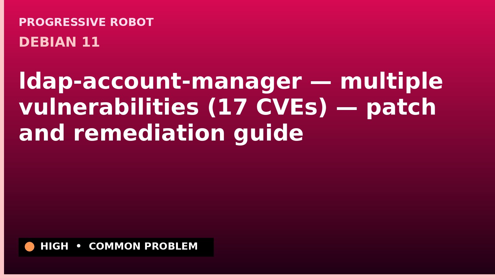 Debian 11 — ldap-account-manager — multiple vulnerabilities (17 CVEs) — patch and remediation guide — diagnosis and fix on Debian 11