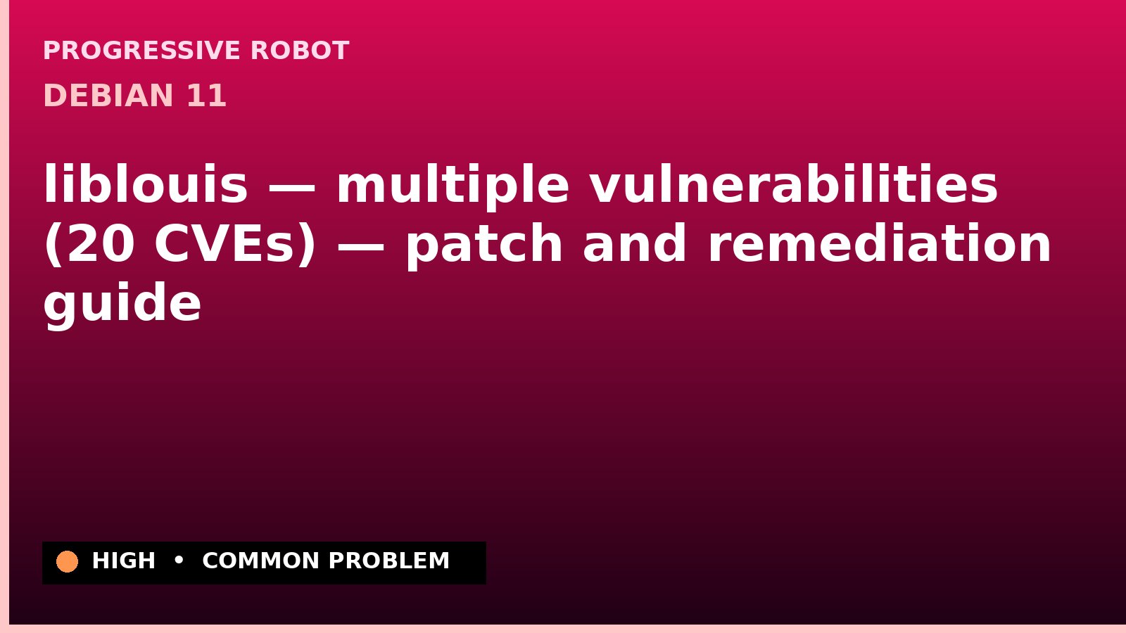 Debian 11 — liblouis — multiple vulnerabilities (20 CVEs) — patch and remediation guide