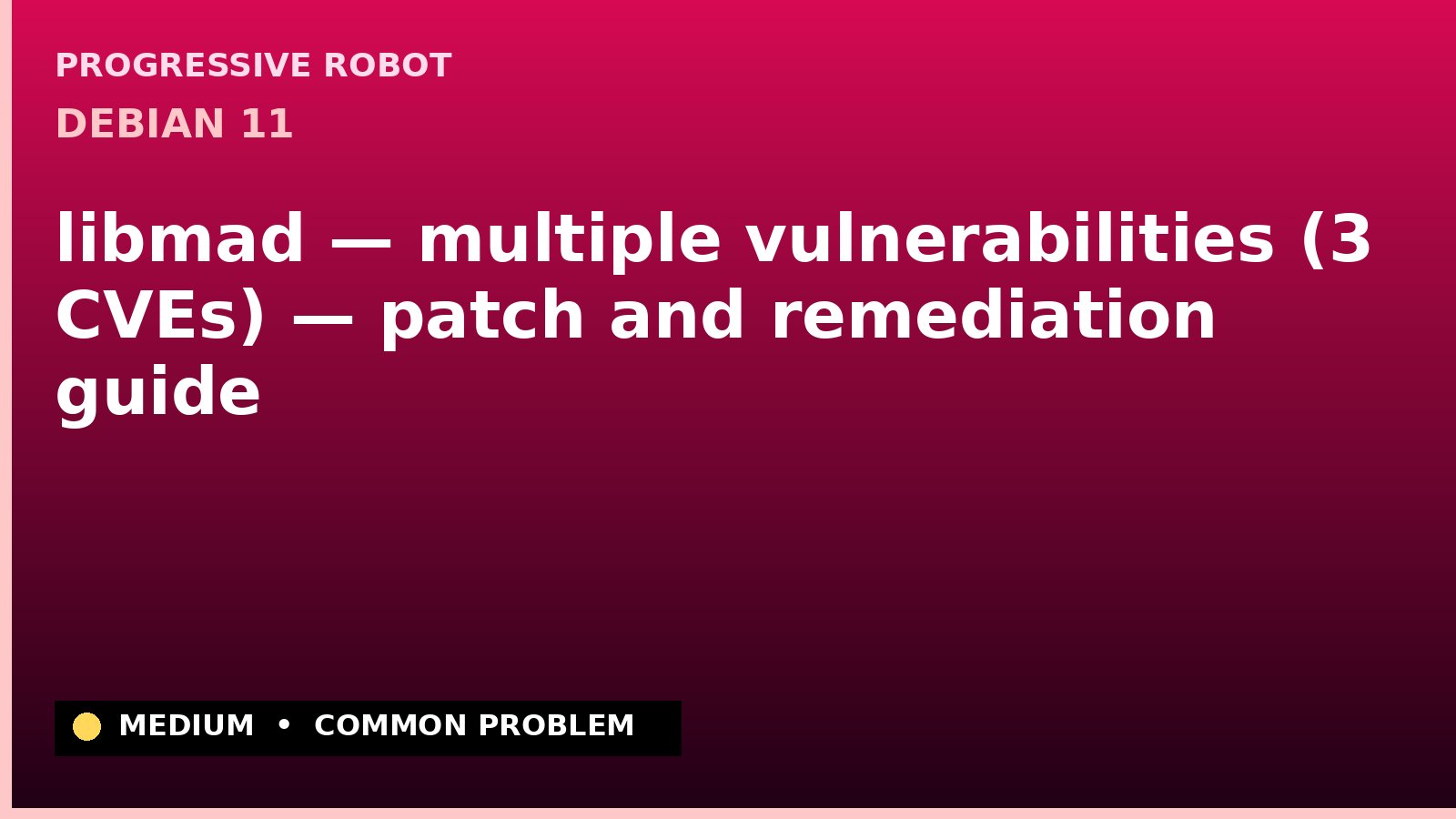 Debian 11 — libmad — multiple vulnerabilities (3 CVEs) — patch and remediation guide