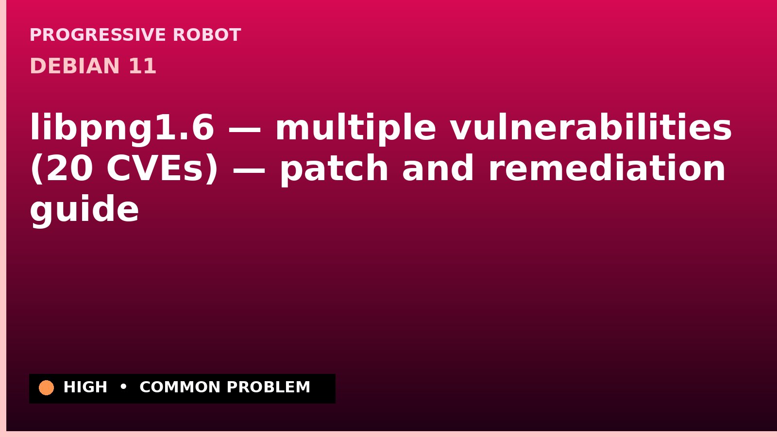 Debian 11 — libpng1.6 — multiple vulnerabilities (20 CVEs) — patch and remediation guide