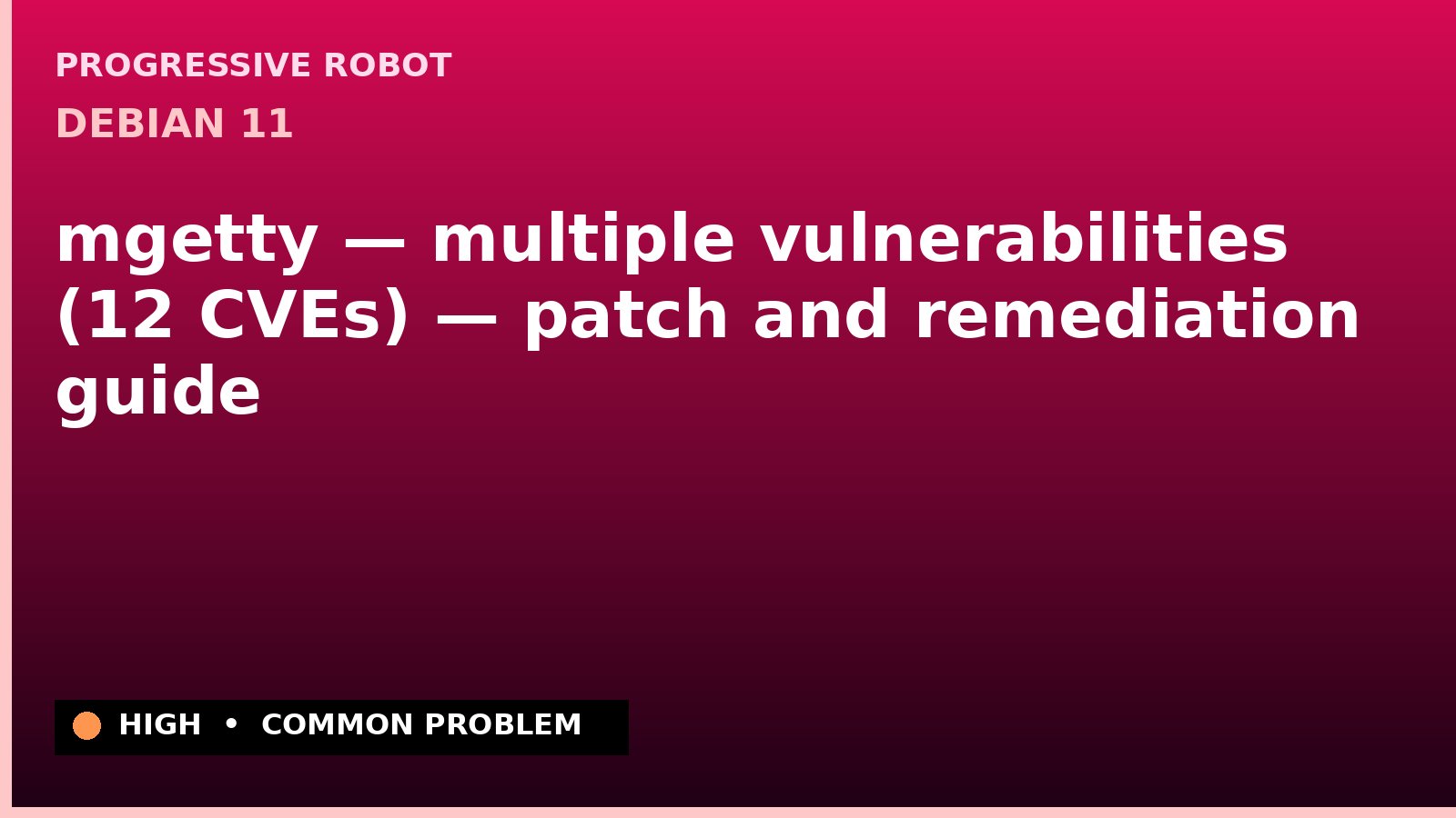 Debian 11 — mgetty — multiple vulnerabilities (12 CVEs) — patch and remediation guide — diagnosis and fix on Debian 11