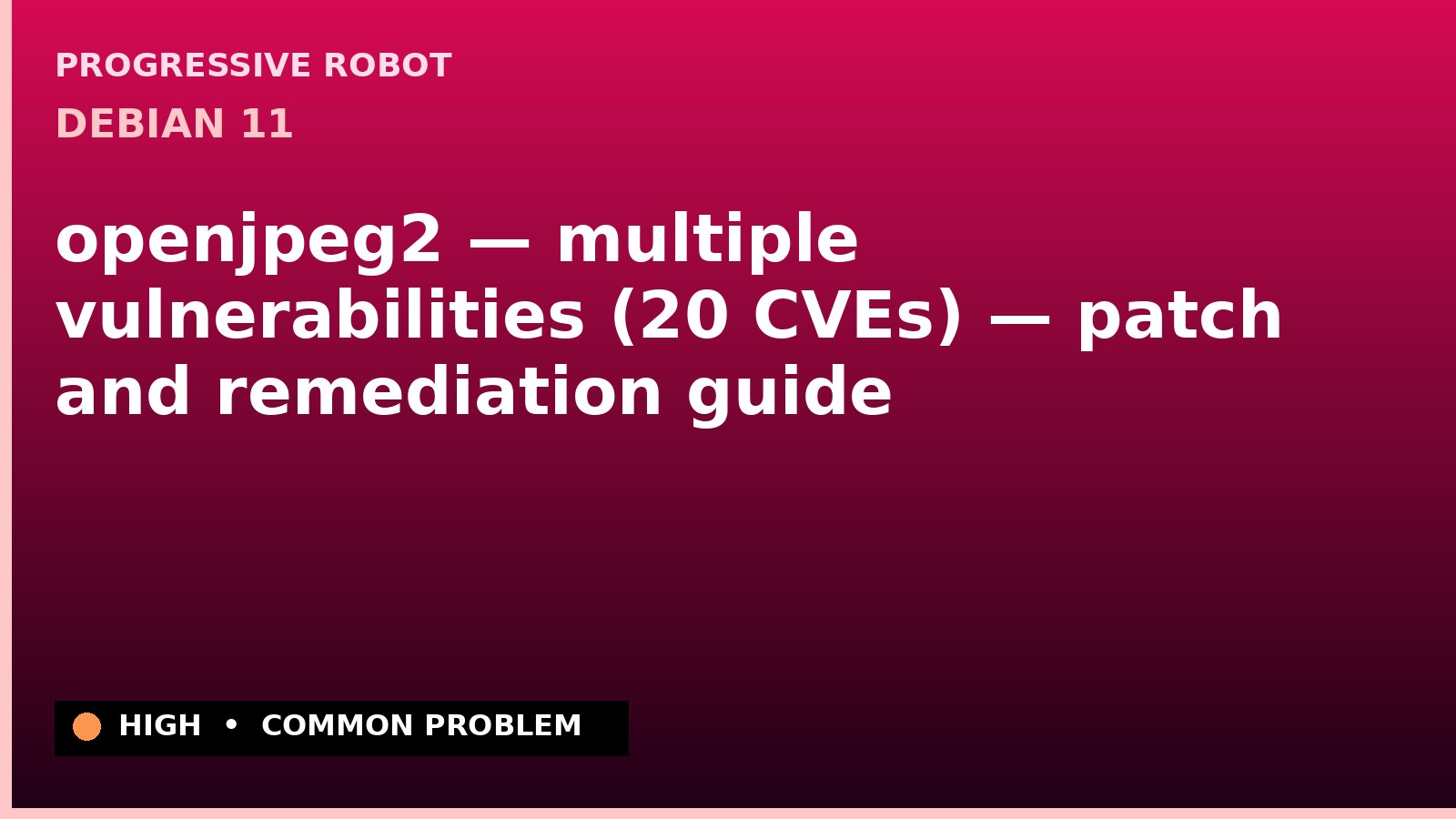 Debian 11 — openjpeg2 — multiple vulnerabilities (20 CVEs) — patch and remediation guide — diagnosis and fix on Debian 11