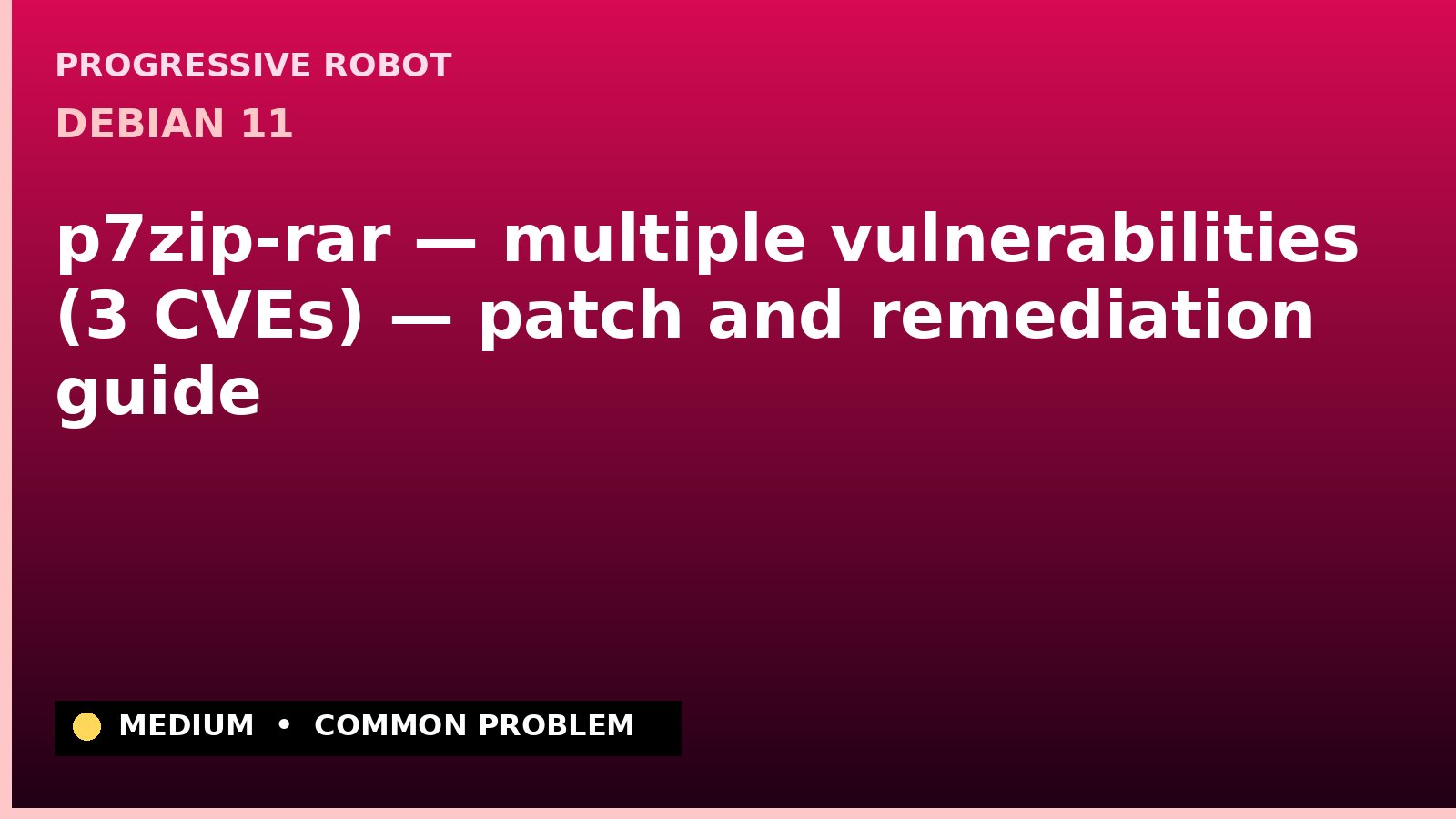 Debian 11 — p7zip-rar — multiple vulnerabilities (3 CVEs) — patch and remediation guide — diagnosis and fix on Debian 11