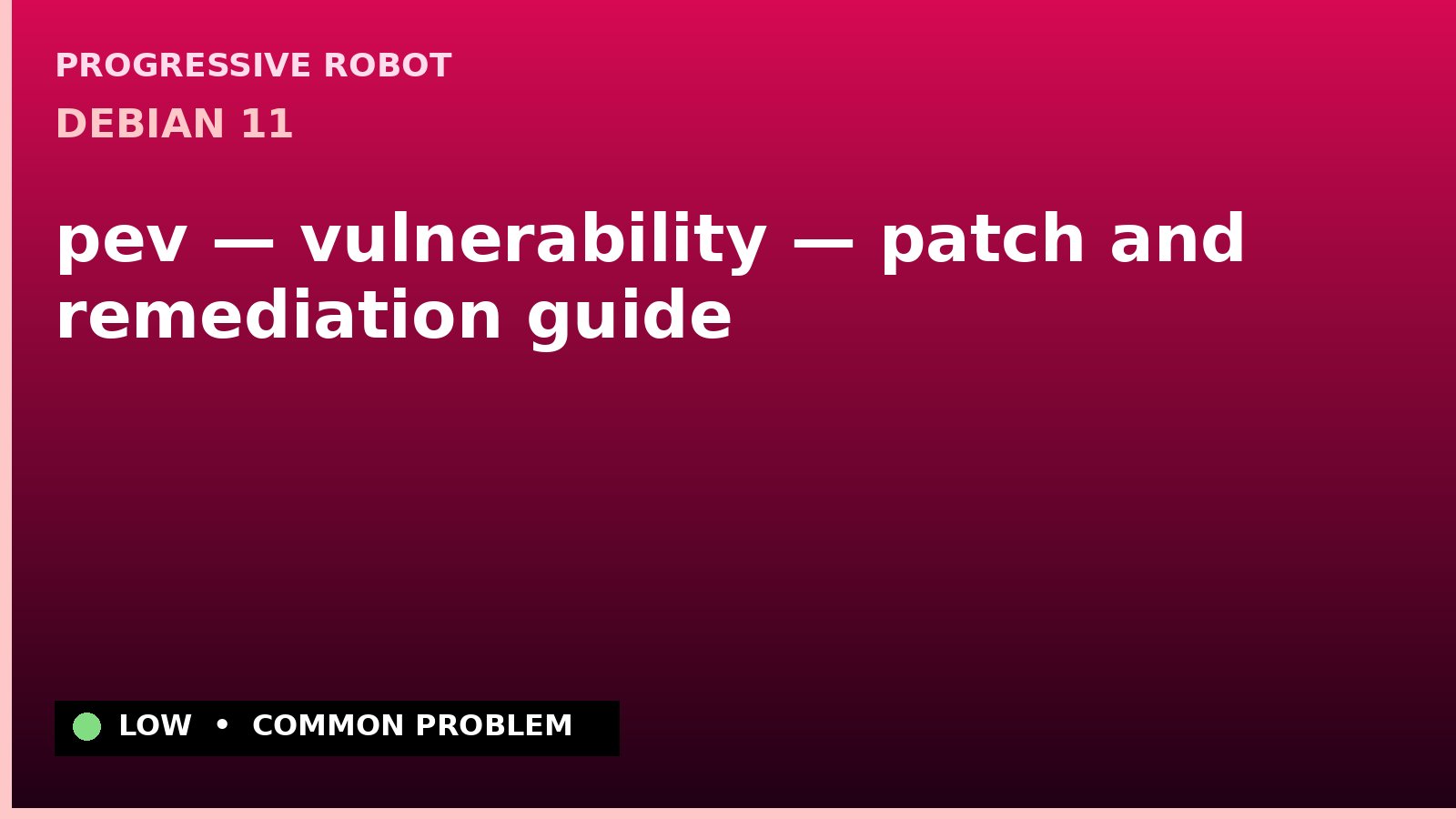 Debian 11 — pev — vulnerability — patch and remediation guide — diagnosis and fix on Debian 11