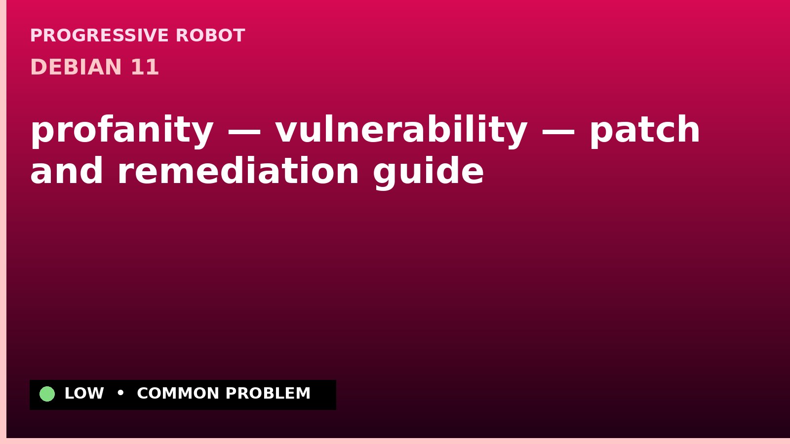 Debian 11 — profanity — vulnerability — patch and remediation guide — diagnosis and fix on Debian 11