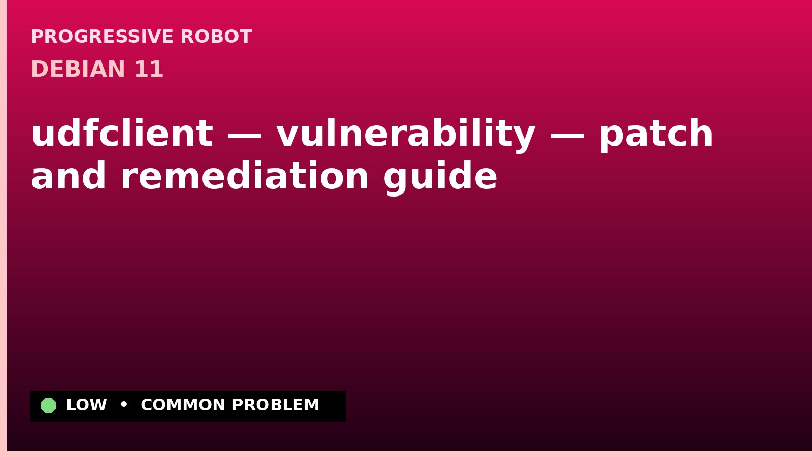Debian 11 — udfclient — vulnerability — patch and remediation guide — diagnosis and fix on Debian 11