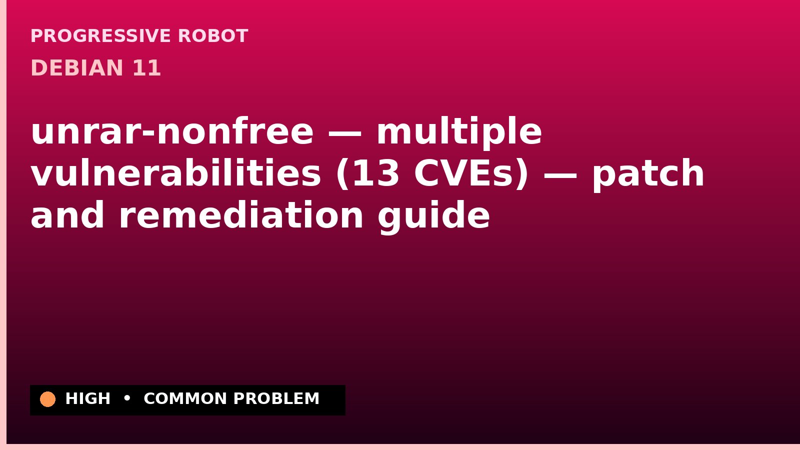Debian 11 — unrar-nonfree — multiple vulnerabilities (13 CVEs) — patch and remediation guide