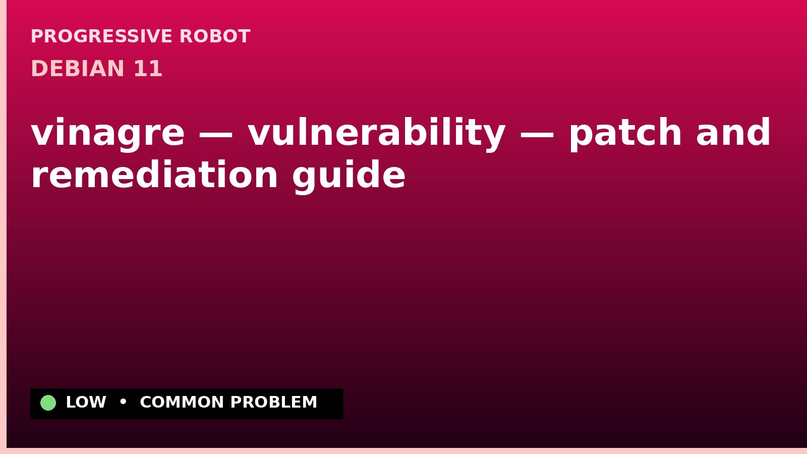 Debian 11 — vinagre — vulnerability — patch and remediation guide — diagnosis and fix on Debian 11