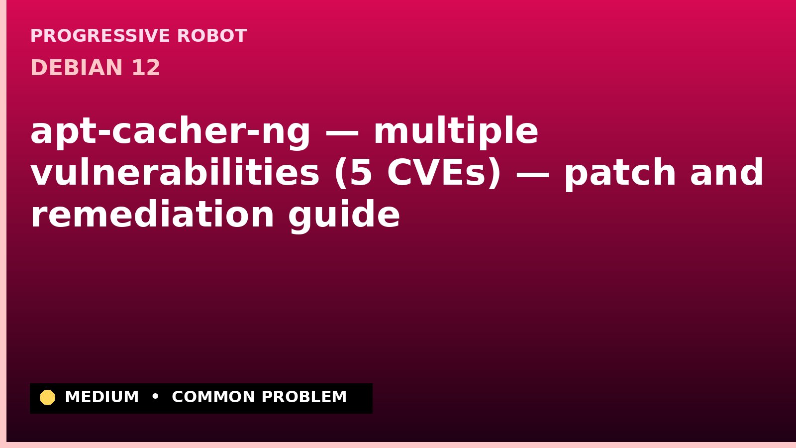Debian 12 — apt-cacher-ng — multiple vulnerabilities (5 CVEs) — patch and remediation guide